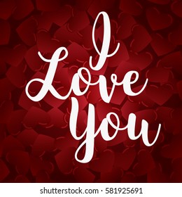 Red hearts background. I love you. Vector pattern. Flat stock illustration