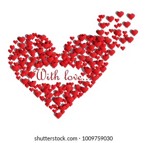 Red hearts background with text With love and free blank space for your text. Valentines Day EPS vector background