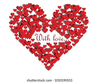 Red hearts background with text With love and free blank space for your text. Valentines Day EPS vector background