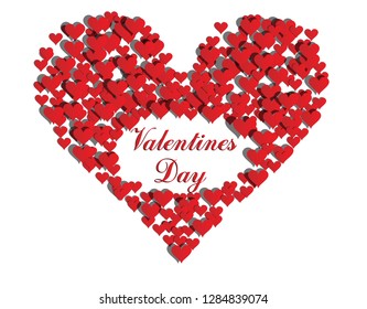 Red hearts background with text Valentines Day and free blank space for your text. Valentines Day EPS vector background