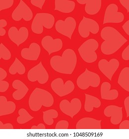 Red hearts background, vector seamless pattern.