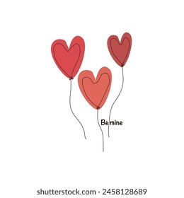 red hearts ballon, be mine, love you, greeting card , wedding card, valentines day, happy motherly,