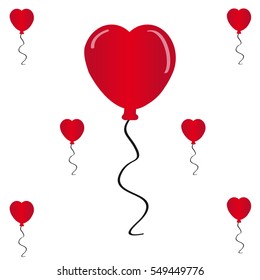 Red hearts balloon on white background. Vector illustration.