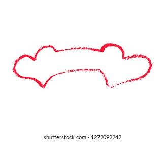 Red hearts banner vector illustration on white background. St Valentine Day clipart. Chalk heart ribbon with text place. Love heart banner clip art. Rough grungy icon for wedding design