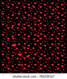 Red hearts with black background for valentine's day