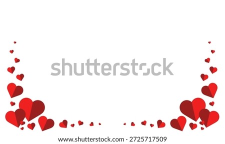 Red hearts border. Frame hearts. Valentine day. vector illustration