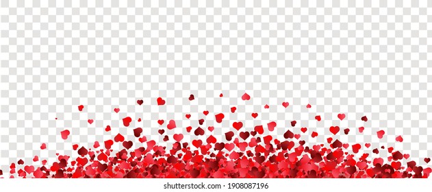 Red Hearts Border With Transparent Background With Gradient Mesh, Vector Illustration
