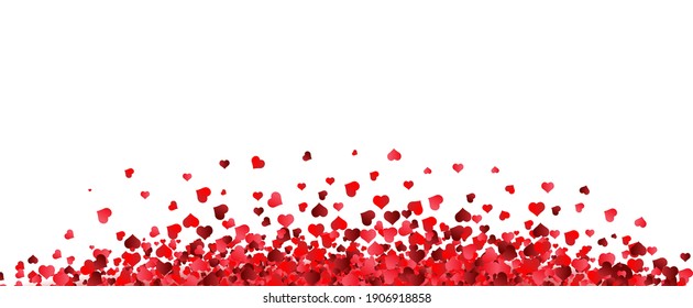 Red Hearts Border With White Background With Gradient Mesh, Vector Illustration