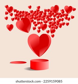 Rote Herzen mit einer Schachtel - Hintergrund, Liebe, Valentinstag