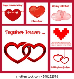 Red Hearts card Valentine's Day
