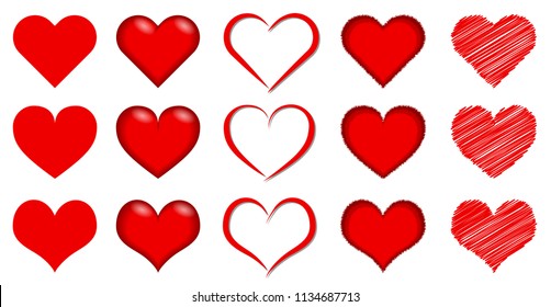 Red Hearts Collection Vector