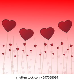 Red hearts concept on Valentine's day background.Vector EPS10.