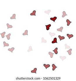 Red hearts confetti background. Falling vector background. Red and pink explosion of hearts for wedding invitation or anniversary greeting card. Valentine celebration template. Romantic illustration.