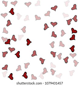 Red hearts confetti background. Falling vector background. Red and pink explosion of hearts for wedding invitation or anniversary greeting card. Valentine celebration template. Romantic illustration.