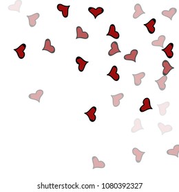 Red hearts confetti background. Falling vector background. Red and pink explosion of hearts for wedding invitation or anniversary greeting card. Valentine celebration template. Romantic illustration.