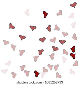 Red hearts confetti background. Falling vector background. Red and pink explosion of hearts for wedding invitation or anniversary greeting card. Valentine celebration template. Romantic illustration.