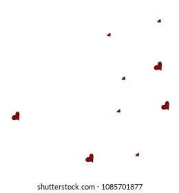 Red hearts confetti background. Falling vector background. Red and pink explosion of hearts for wedding invitation or anniversary greeting card. Valentine celebration template. Romantic illustration.