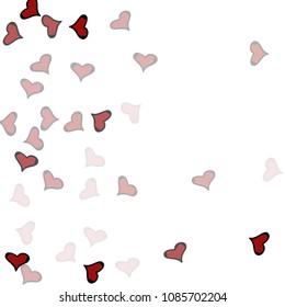 Red hearts confetti background. Falling vector background. Red and pink explosion of hearts for wedding invitation or anniversary greeting card. Valentine celebration template. Romantic illustration.
