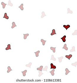 Red hearts confetti background. Falling vector background. Red and pink explosion of hearts for wedding invitation or anniversary greeting card. Valentine celebration template. Romantic illustration.