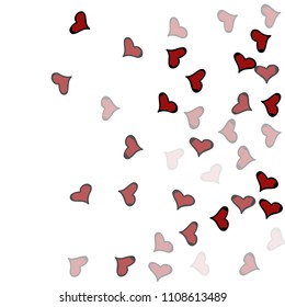 Red hearts confetti background. Falling vector background. Red and pink explosion of hearts for wedding invitation or anniversary greeting card. Valentine celebration template. Romantic illustration.
