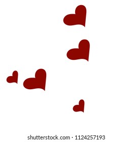 Red hearts confetti background. Falling vector background. Red and pink explosion of hearts for wedding invitation or anniversary greeting card. Valentine celebration template. Romantic illustration.