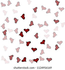 Red hearts confetti background. Falling vector background. Red and pink explosion of hearts for wedding invitation or anniversary greeting card. Valentine celebration template. Romantic illustration.