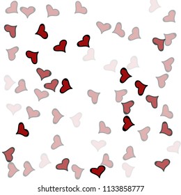 Red hearts confetti background. Falling vector background. Red and pink explosion of hearts for wedding invitation or anniversary greeting card. Valentine celebration template. Romantic illustration.