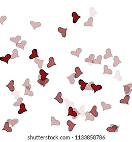 Red hearts confetti background. Falling vector background. Red and pink explosion of hearts for wedding invitation or anniversary greeting card. Valentine celebration template. Romantic illustration.