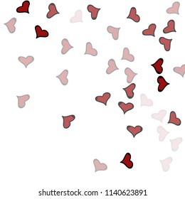 Red hearts confetti background. Falling vector background. Red and pink explosion of hearts for wedding invitation or anniversary greeting card. Valentine celebration template. Romantic illustration.