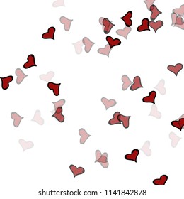 Red hearts confetti background. Falling vector background. Red and pink explosion of hearts for wedding invitation or anniversary greeting card. Valentine celebration template. Romantic illustration.