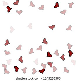 Red hearts confetti background. Falling vector background. Red and pink explosion of hearts for wedding invitation or anniversary greeting card. Valentine celebration template. Romantic illustration.