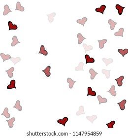Red hearts confetti background. Falling vector background. Red and pink explosion of hearts for wedding invitation or anniversary greeting card. Valentine celebration template. Romantic illustration.
