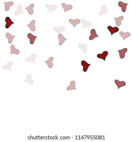 Red hearts confetti background. Falling vector background. Red and pink explosion of hearts for wedding invitation or anniversary greeting card. Valentine celebration template. Romantic illustration.