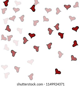 Red hearts confetti background. Falling vector background. Red and pink explosion of hearts for wedding invitation or anniversary greeting card. Valentine celebration template. Romantic illustration.