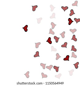 Red hearts confetti background. Falling vector background. Red and pink explosion of hearts for wedding invitation or anniversary greeting card. Valentine celebration template. Romantic illustration.