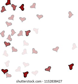 Red hearts confetti background. Falling vector background. Red and pink explosion of hearts for wedding invitation or anniversary greeting card. Valentine celebration template. Romantic illustration.