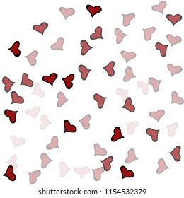 Red hearts confetti background. Falling vector background. Red and pink explosion of hearts for wedding invitation or anniversary greeting card. Valentine celebration template. Romantic illustration.