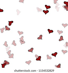 Red hearts confetti background. Falling vector background. Red and pink explosion of hearts for wedding invitation or anniversary greeting card. Valentine celebration template. Romantic illustration.