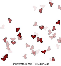 Red hearts confetti background. Falling vector background. Red and pink explosion of hearts for wedding invitation or anniversary greeting card. Valentine celebration template. Romantic illustration.