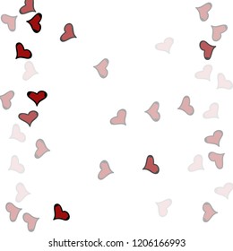 Red hearts confetti background. Falling vector background. Red and pink explosion of hearts for wedding invitation or anniversary greeting card. Valentine celebration template. Romantic illustration.