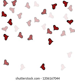 Red hearts confetti background. Falling vector background. Red and pink explosion of hearts for wedding invitation or anniversary greeting card. Valentine celebration template. Romantic illustration.