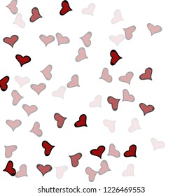 Red hearts confetti background. Falling vector background. Red and pink explosion of hearts for wedding invitation or anniversary greeting card. Valentine celebration template. Romantic illustration.