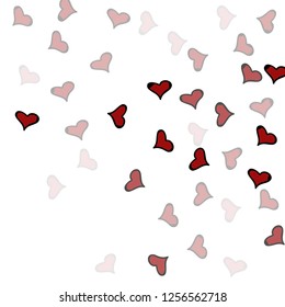 Red hearts confetti background. Falling vector background. Red and pink explosion of hearts for wedding invitation or anniversary greeting card. Valentine celebration template. Romantic illustration.