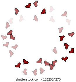 Red hearts confetti background. Falling vector background. Red and pink explosion of hearts for wedding invitation or anniversary greeting card. Valentine celebration template. Romantic illustration.