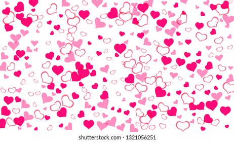  Red hearts of confetti are falling.