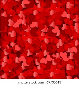 Red hearts confetti Valentine's day or Wedding vector background