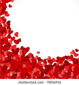 Red hearts confetti Valentine's day or Wedding vector background