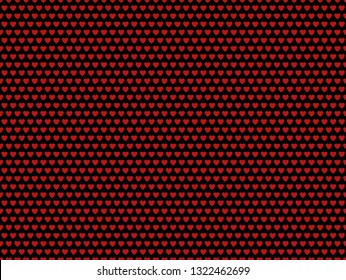 Red hearts cute decorative pattern on black background