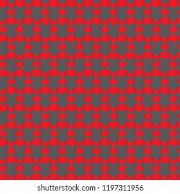 Red Hearts Cute Geometric Pattern. Original Love Symbols Vector Texture