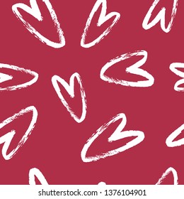 Red hearts cute trendy seamless pattern with texture. Applicable for paper or textile print, web and other backgrounds.